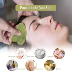 Home premium natural jade roller & gua sha set anti aging facial massager for skin tightening, depuffing & lymphatic drainage
